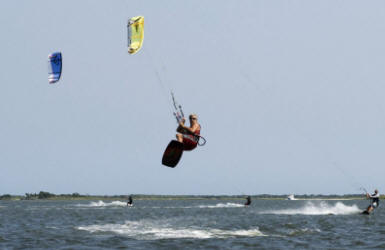 Mike Conroy flies on his kite board