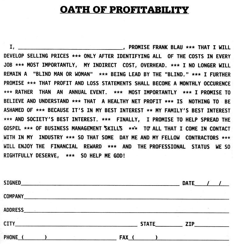 Blau Profitability Oath